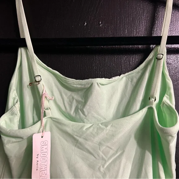 🆕 Aerie SMOOTHEZ Scoop Mint Green Bodysuit Medium Spaghetti Strap Bodysuit - Picture 6 of 8